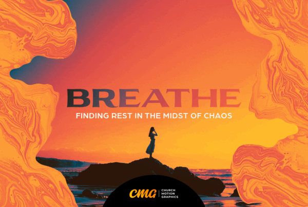lady stadning on a rock by the sea with words "breathe: finding rest in the midst of chaos" written.